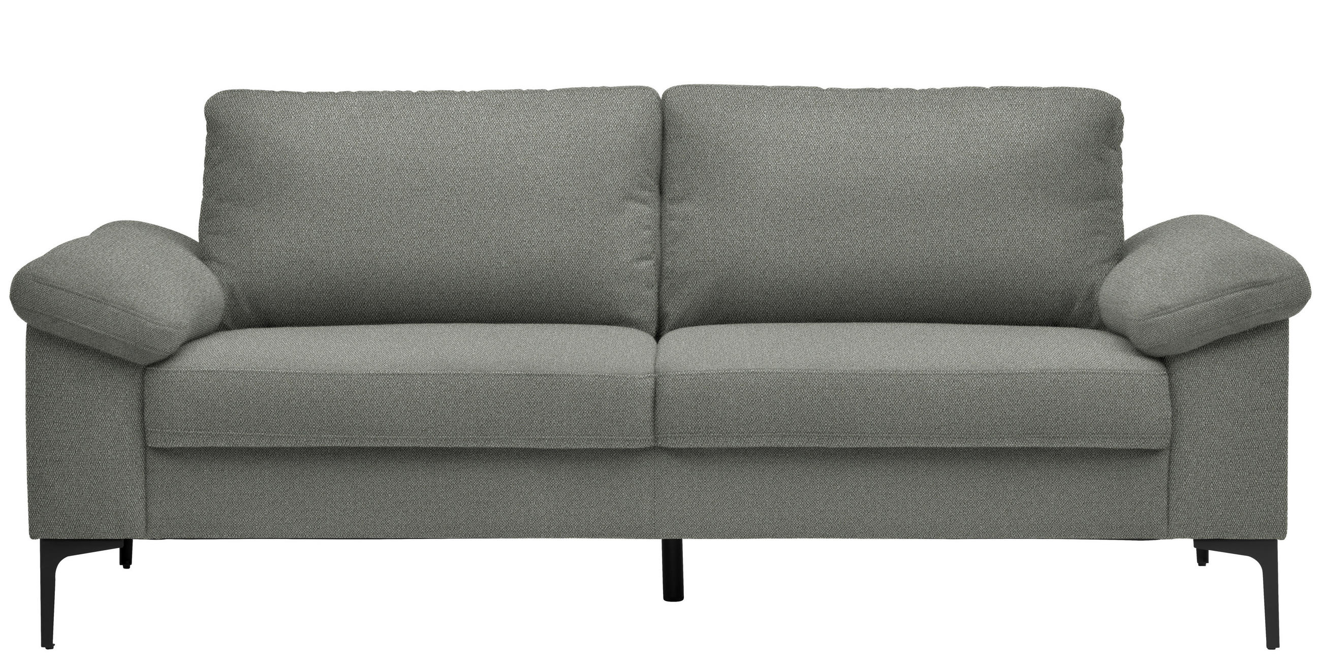 2,5-SITZER in Flachgewebe Graugrün  - Schwarz/Graugrün, Design, Textil/Metall (206/86/97cm) - Pure Home Lifestyle