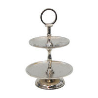 PLATOU ETAJAT PRĂJITURI cu 2 etaje - argintiu, Design, metal (15,5/23cm) - Ambia Home