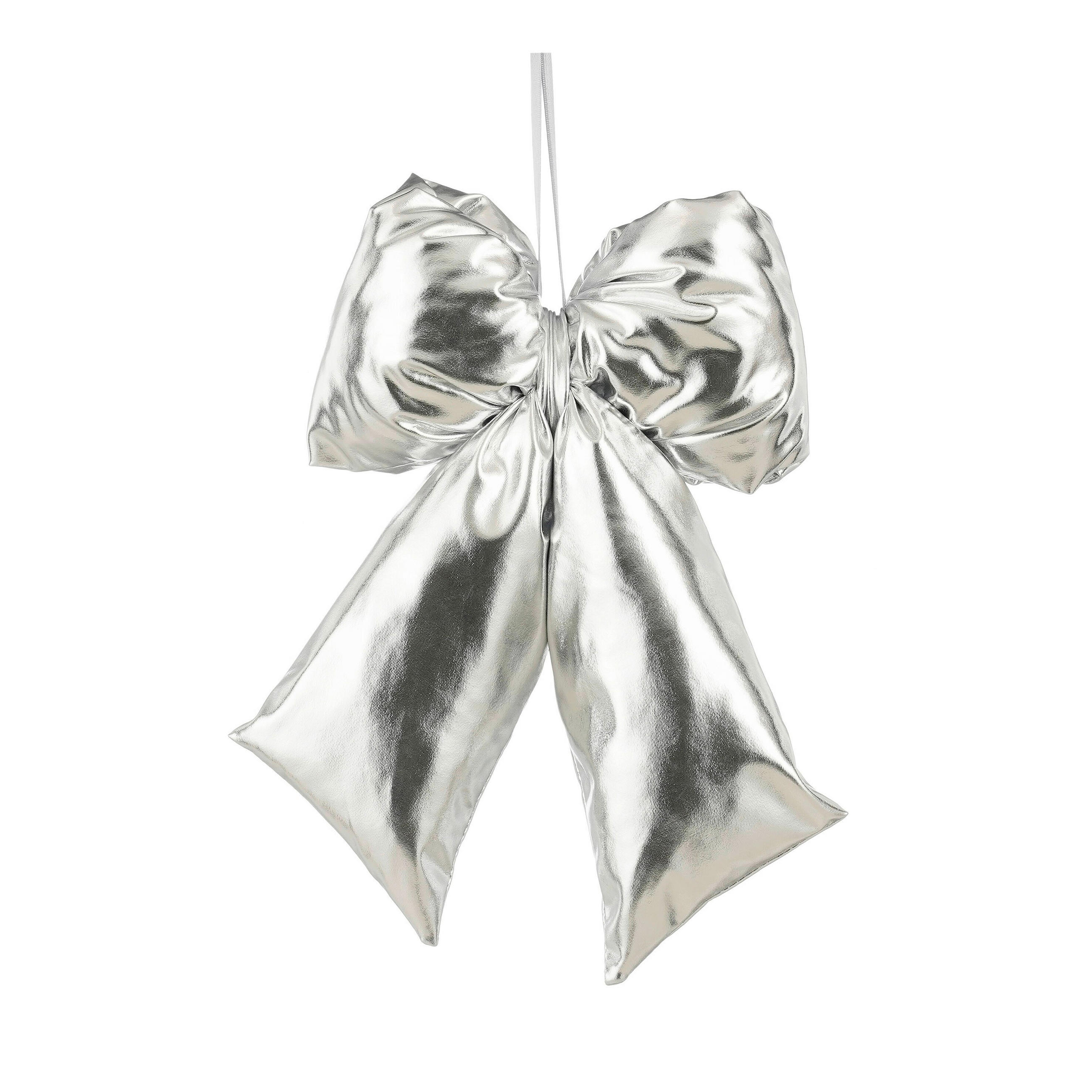 KARÁCSONYFADÍSZ - ezüstszínű, Basics, textil (30/21/7.5cm)