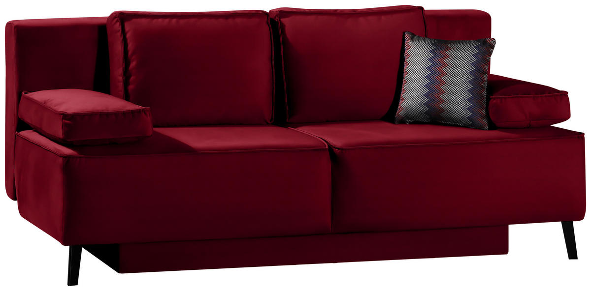 SCHLAFSOFA in Dunkelrot  - Schwarz/Dunkelrot, Konventionell, Textil/Metall (197/91/88cm) - Novel