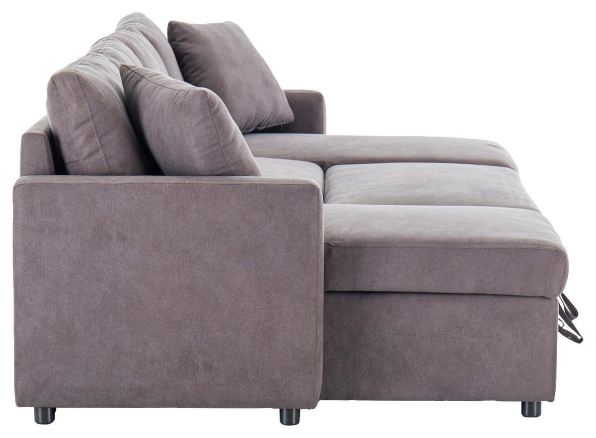 WOHNLANDSCHAFT Dunkelgrau Webstoff  - Dunkelgrau/Schwarz, Design, Holz/Kunststoff (264/88/135,5cm) - Ti'me