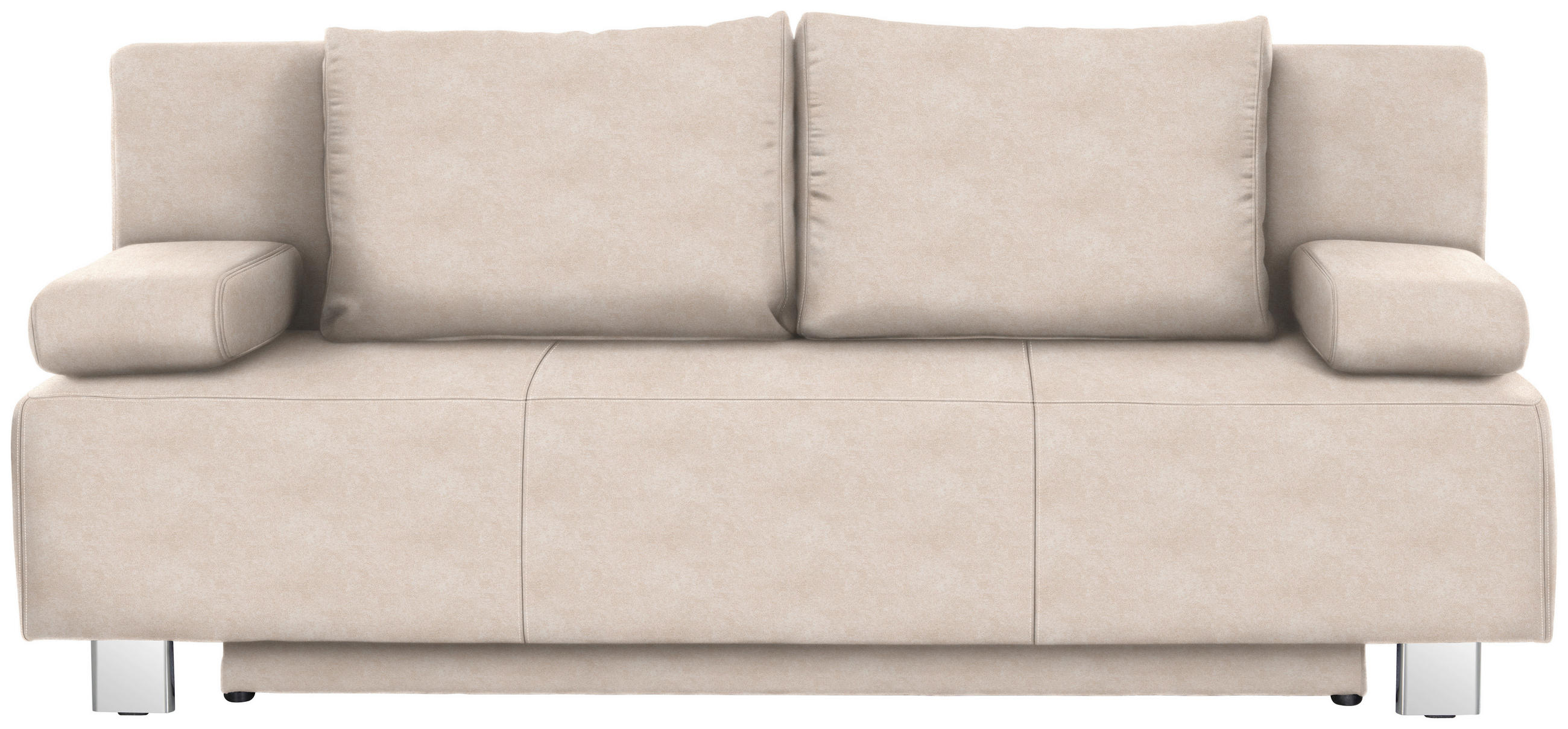 SCHLAFSOFA in Flachgewebe Sandfarben  - Sandfarben/Chromfarben, Design, Textil/Metall (197/88/89cm) - Xora