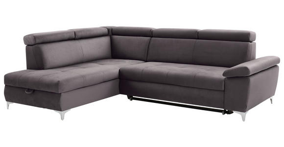 ECKSOFA in Samt Grau  - Chromfarben/Grau, KONVENTIONELL, Textil/Metall (206/271cm) - Carryhome