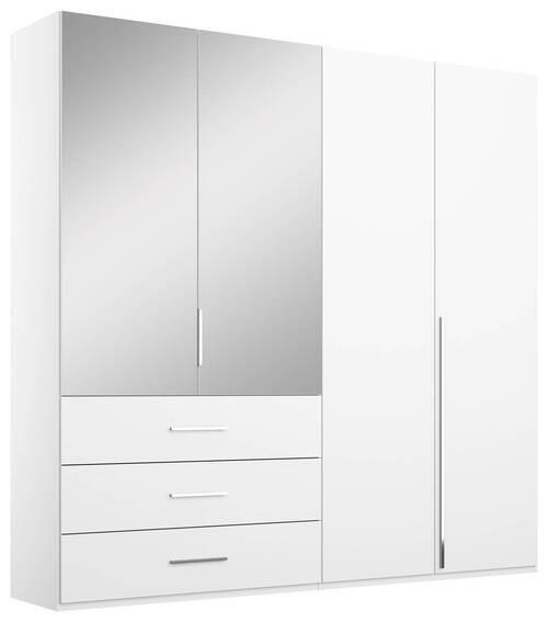 DREHTÜRENSCHRANK 201/223/60 cm 4-türig Weiß  - Chromfarben/Weiß, Design, Glas/Holzwerkstoff (201/223/60cm) - home24