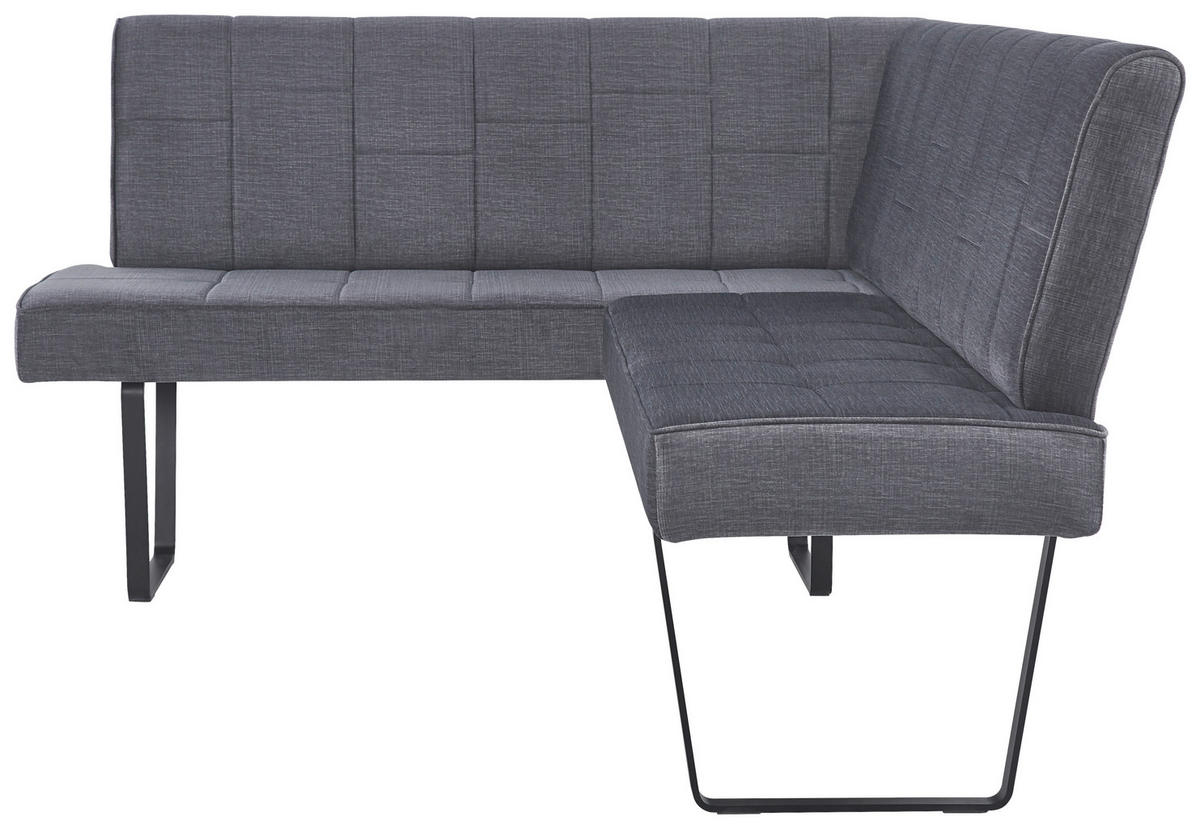 ECKBANK 150/190 cm Samt Dunkelgrau   - Dunkelgrau/Schwarz, KONVENTIONELL, Textil/Metall (150/190cm) - MID.YOU