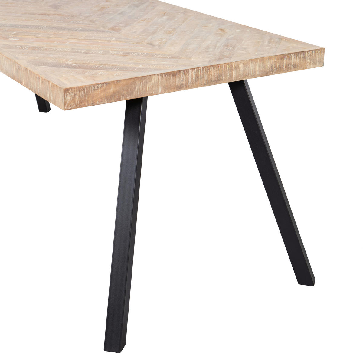 ESSTISCH Mangoholz massiv rechteckig Eichefarben  - Eichefarben/Schwarz, Design, Holz/Metall (180/90/75cm) - Livetastic