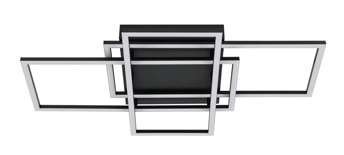 STROPNÍ LED SVÍTIDLO, 58/36/7,5 cm - černá, Design, kov/plast (58/36/7,5cm) - Novel