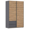 SCHWEBETÜRENSCHRANK in Grau, Eiche Artisan  - Eiche Artisan/Grau, Modern, Holzwerkstoff (131/210/59cm) - Rauch Möbel