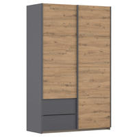 SCHWEBETÜRENSCHRANK in Grau, Eiche Artisan  - Eiche Artisan/Grau, Modern, Holzwerkstoff (131/210/59cm) - Rauch Möbel