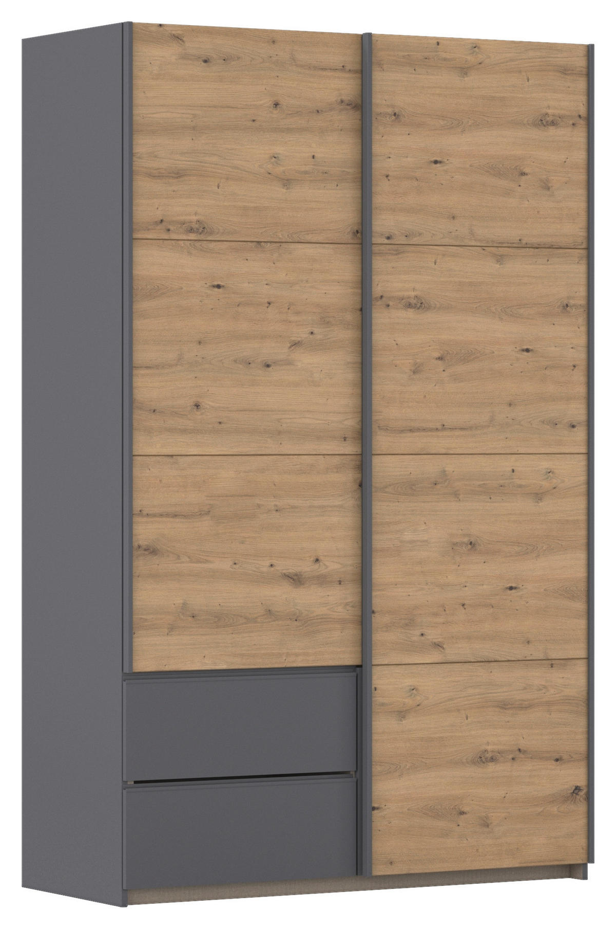 SCHWEBETÜRENSCHRANK in Grau, Eiche Artisan  - Eiche Artisan/Grau, Modern, Holzwerkstoff (131/210/59cm) - Rauch Möbel