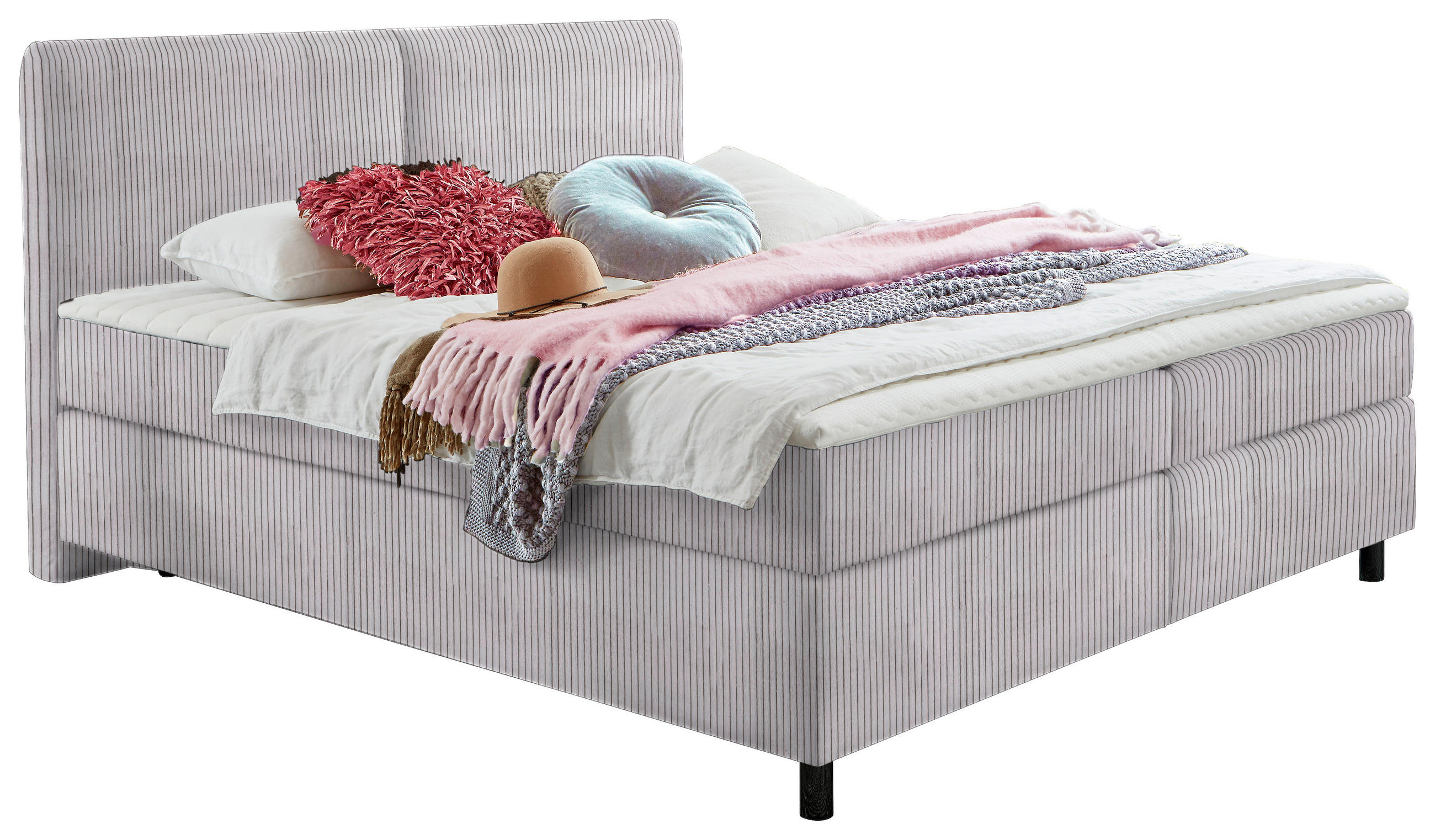 BOXSPRINGBETT 160/200 cm  in Grau  - Schwarz/Grau, Konventionell, Kunststoff/Textil (160/200cm) - Hom`in