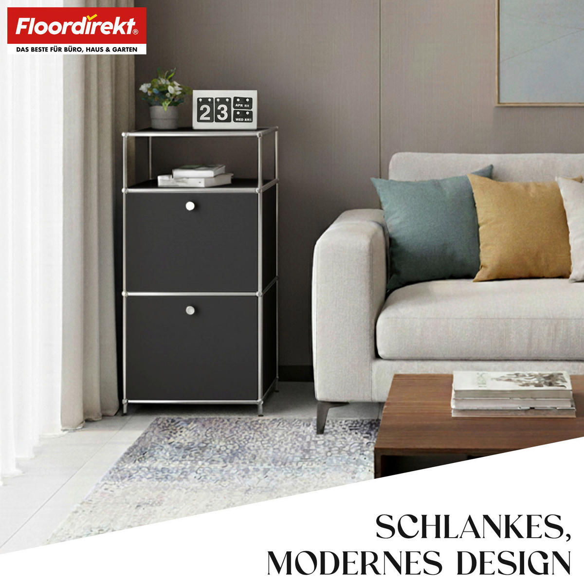 STANDREGAL Schwarz  - Schwarz, Basics, Metall (50/100/40cm) - Floordirekt