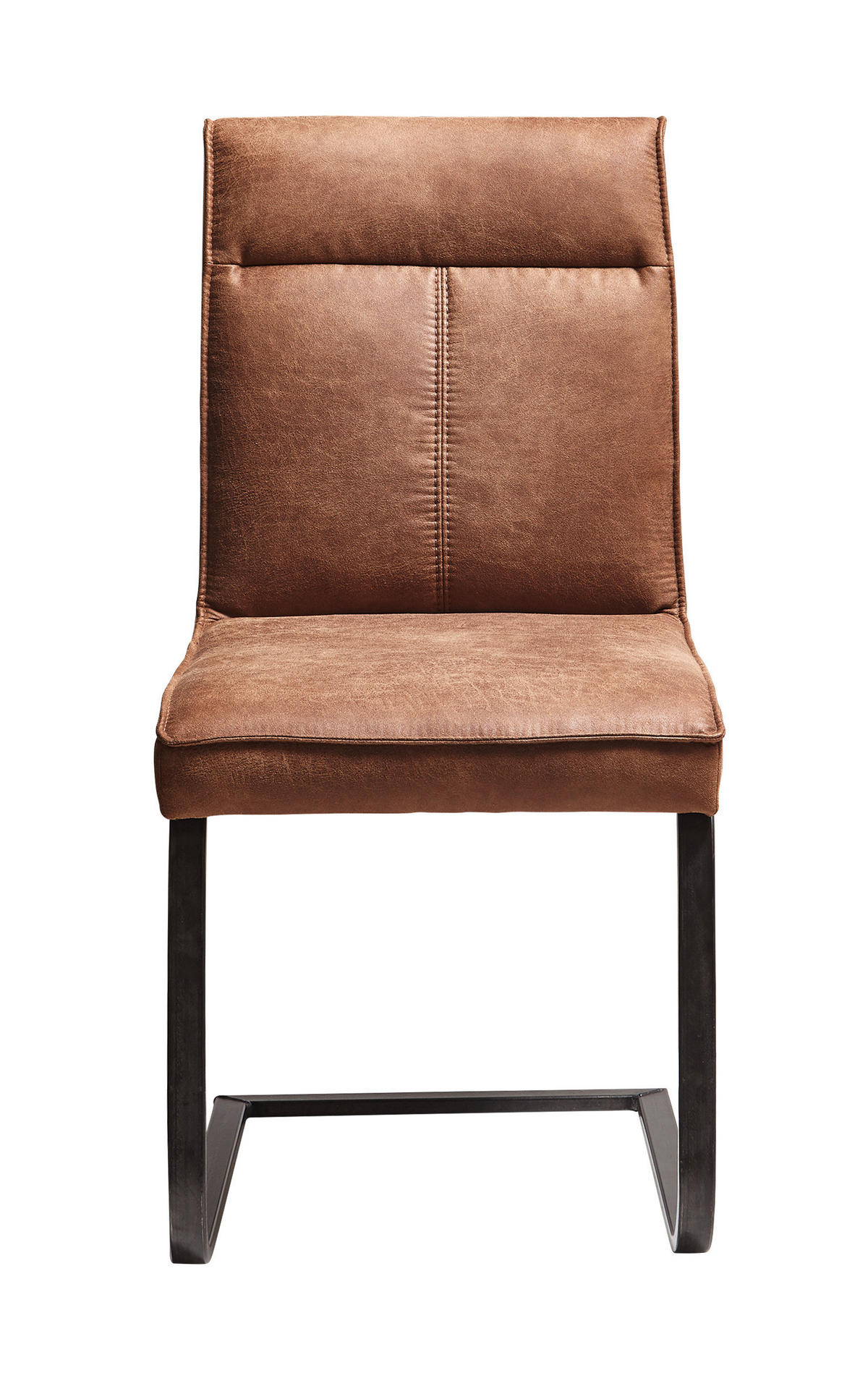 SCHWINGSTUHL  in Eisen Mikrofaser  - Hellbraun, KONVENTIONELL, Textil/Metall (45/96/62cm) - Moderano