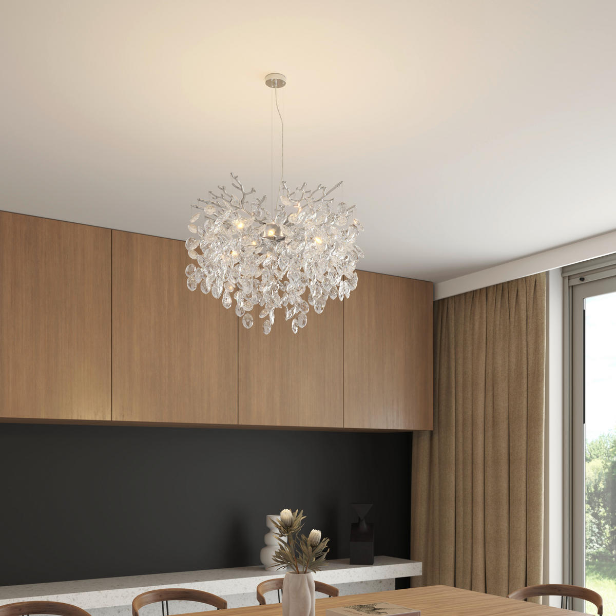 ZÁVĚSNÉ SVÍTIDLO, 60/150 cm  - čiré, Design, kov/sklo (60/150cm) - Glandor