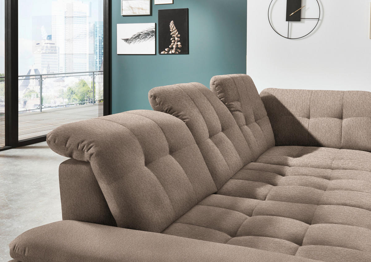 ECKSOFA in Chenille Hellbraun  - Chromfarben/Hellbraun, Design, Textil/Metall (310/260cm) - Beldomo Speed