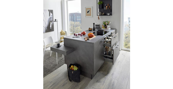 EINBAUKÜCHE - Weiß Hochglanz/Grau, Design, Holzwerkstoff - Dieter Knoll