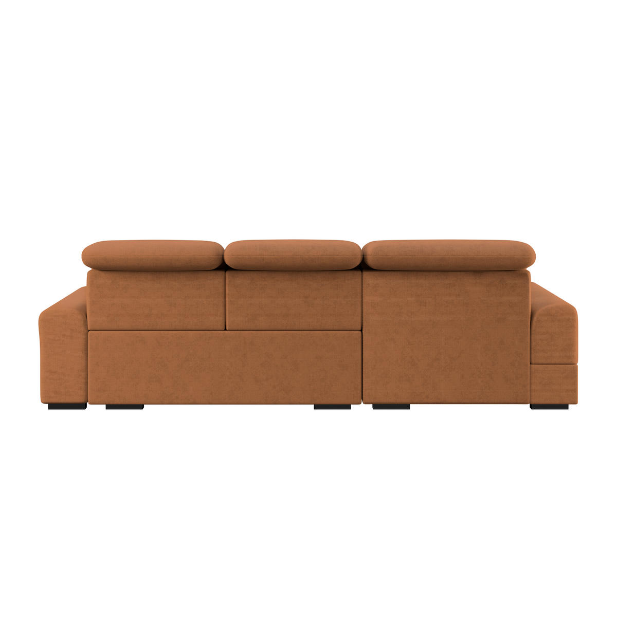 ECKSOFA Terracotta Chenille Rücken echt, Kopfteilverstellung  - Terracotta/Schwarz, KONVENTIONELL, Holz/Textil (203/286cm) - MID.YOU