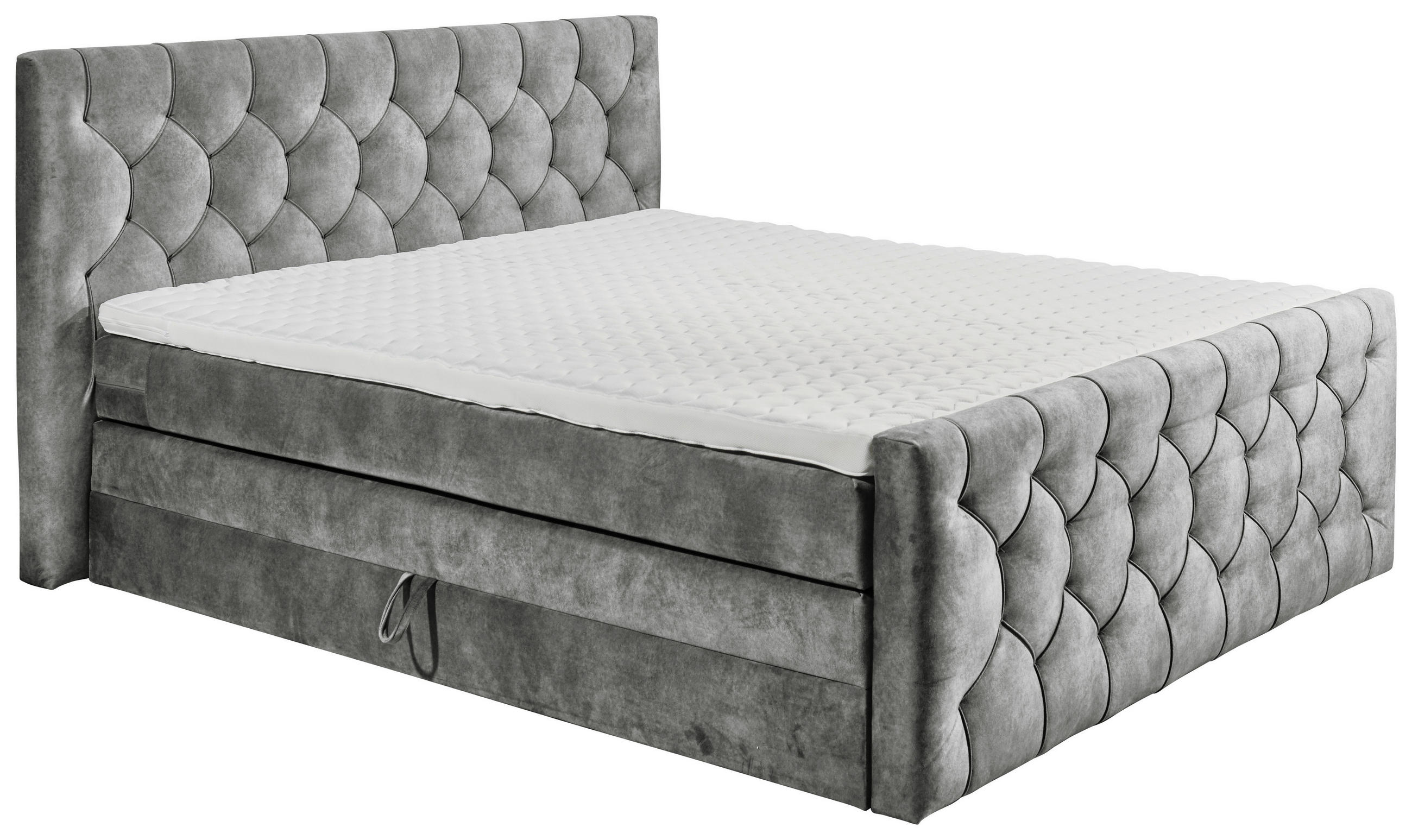 BOXSPRINGBETT 180/200 cm  in Grau  - Grau, MODERN, Holzwerkstoff/Kunststoff (180/200cm) - MID.YOU
