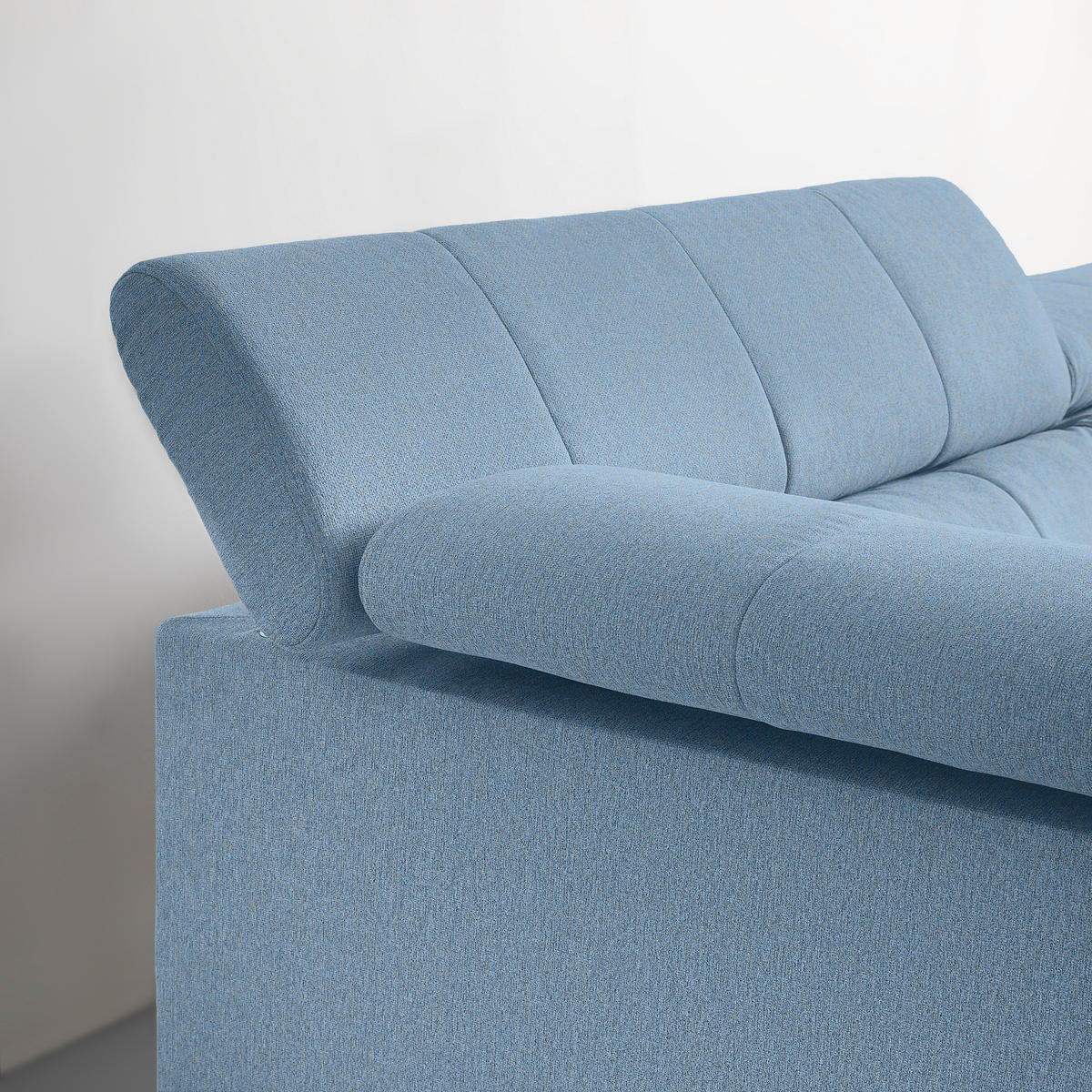 ECKSOFA Chenille Hellblau  - Schwarz/Hellblau, Modern, Textil/Metall (201/296cm) - Livetastic