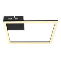 STROPNÉ LED SVIETIDLO, 40/40/5,5 cm - čierna/opálová, Design, kov/plast (40/40/5,5cm) - Globo