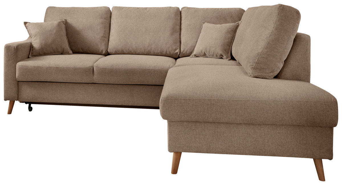 ECKSOFA in Chenille Hellbraun  - Hellbraun/Naturfarben, Modern, Holz/Textil (230/200cm) - Livetastic
