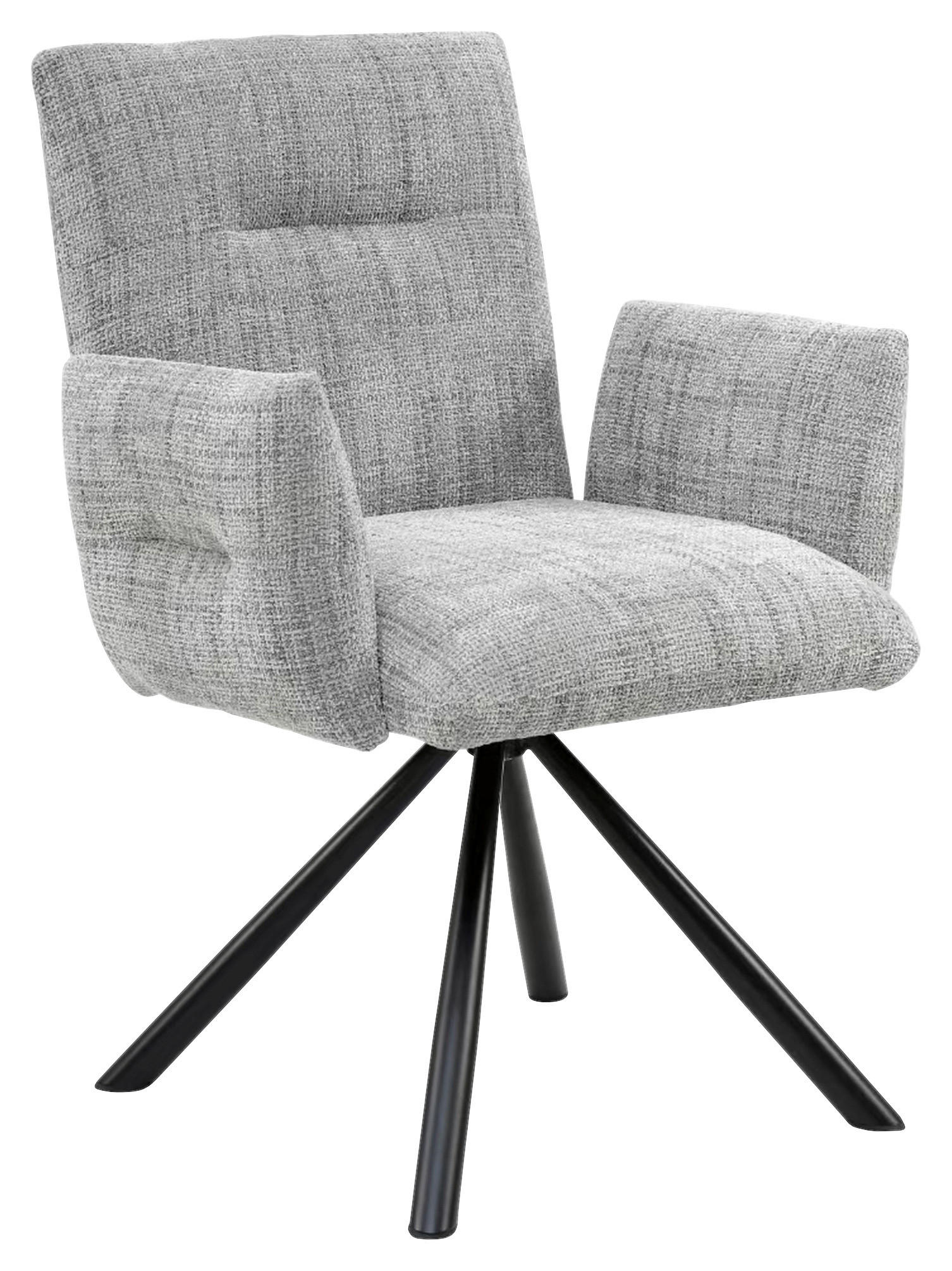 NASLANJAČ, kovina, tekstil črna, svetlo siva  - črna/svetlo siva, Design, kovina/tekstil (68/88/66cm) - Hom`in