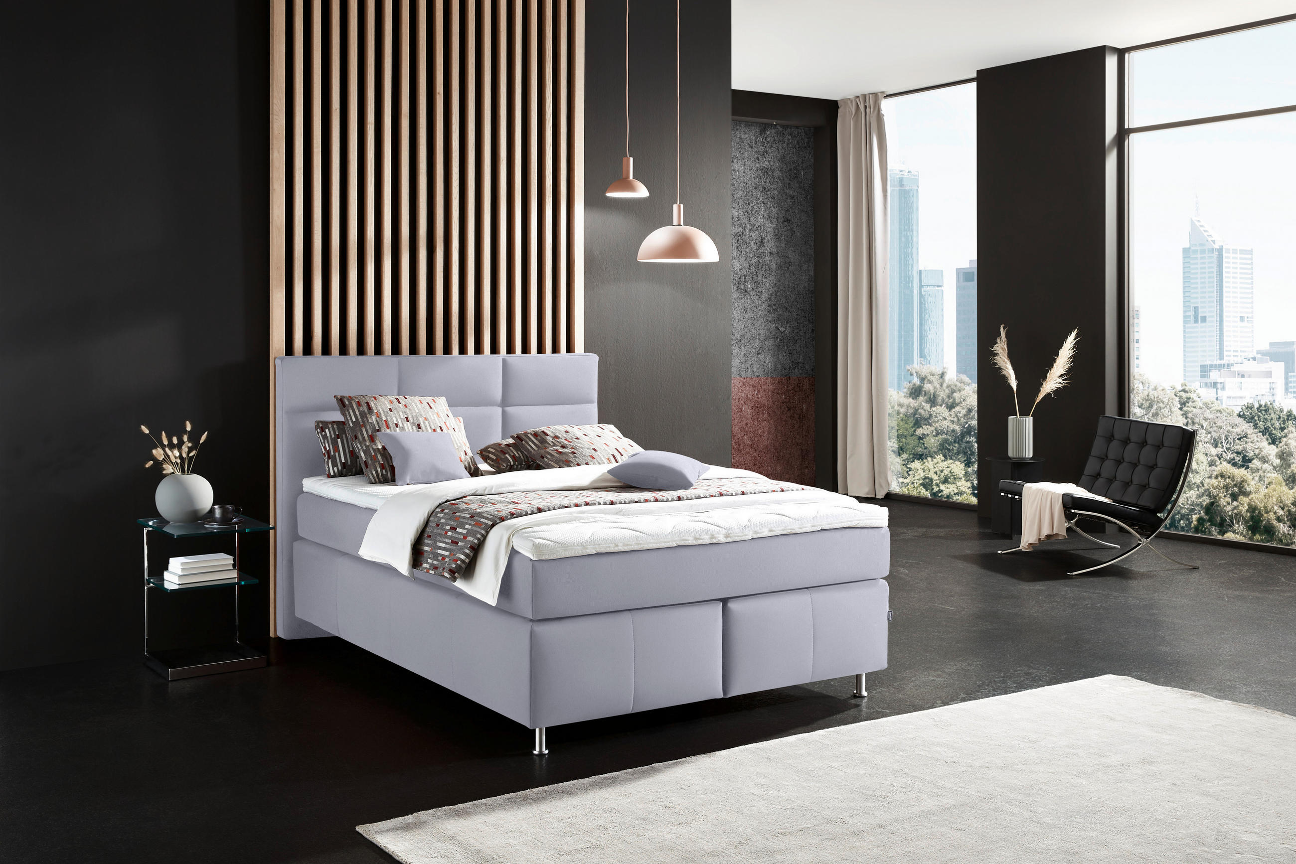 BOXSPRINGBETT 140/200 cm  in Grau  - Alufarben/Grau, KONVENTIONELL, Textil/Metall (140/200cm) - Dieter Knoll