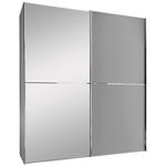 SCHWEBETÜRENSCHRANK  in Hellgrau  - Chromfarben/Hellgrau, Design, Glas/Holzwerkstoff (167/222/68cm) - Moderano