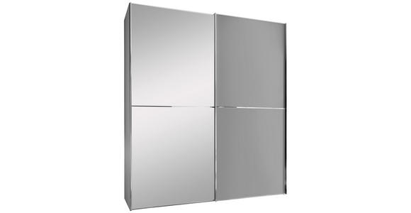 SCHWEBETÜRENSCHRANK  in Hellgrau  - Chromfarben/Hellgrau, Design, Glas/Holzwerkstoff (225/225/68cm) - Moderano