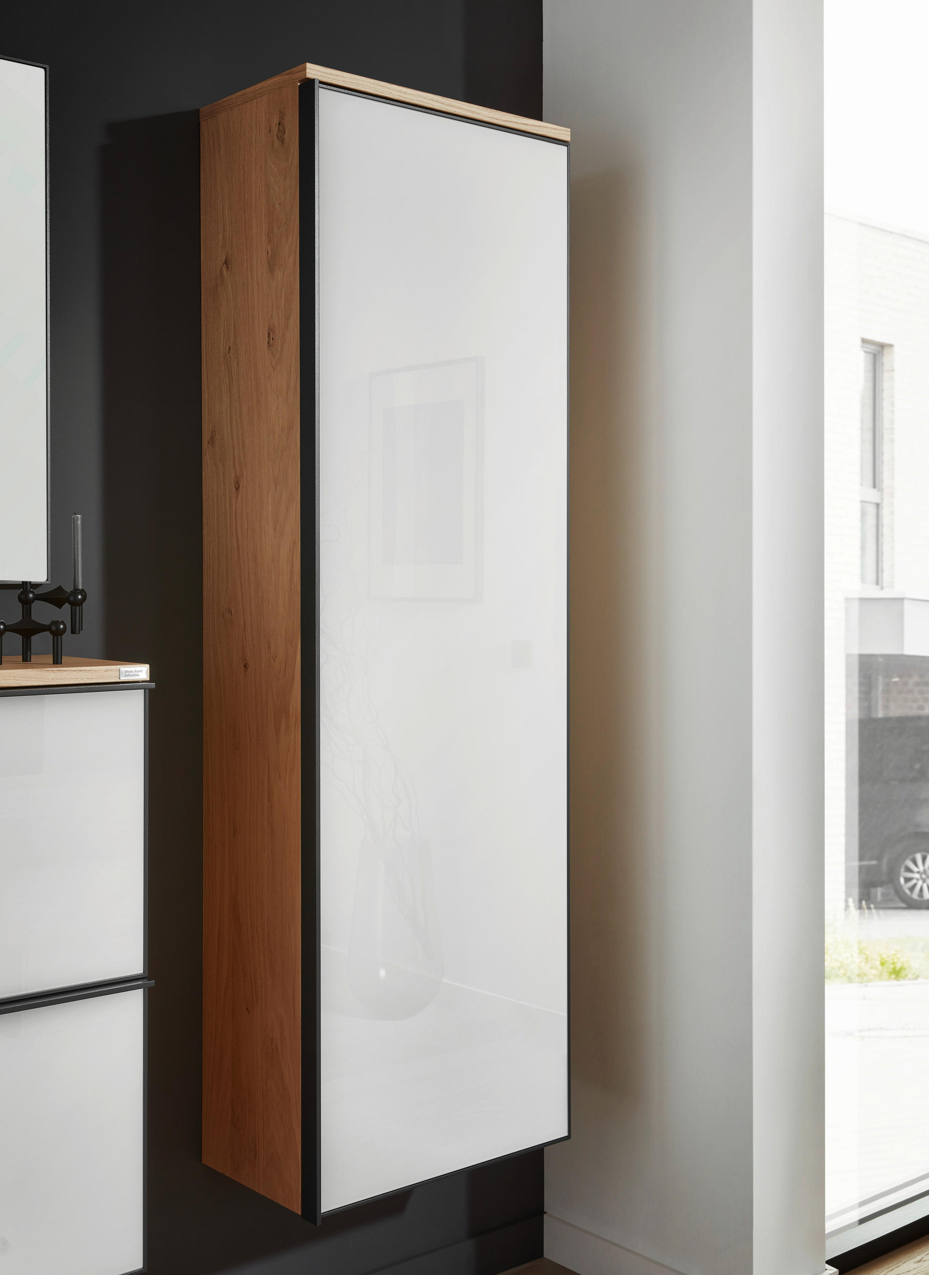 Thumbnail - Dieter Knoll Garderobenschrank, Anthrazit, Weiß, Eiche, Holzwerkstoff, Balkeneiche, furniert, 3 Fächer, 54x170x31 cm, Ma...