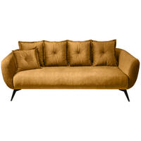 3-SITZER-SOFA in Velours Gelb  - Gelb/Schwarz, MODERN, Holz/Textil (236/94/103cm) - Livetastic
