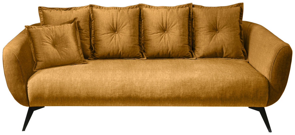 3-SITZER-SOFA in Velours Gelb  - Gelb/Schwarz, MODERN, Holz/Textil (236/94/103cm) - Livetastic