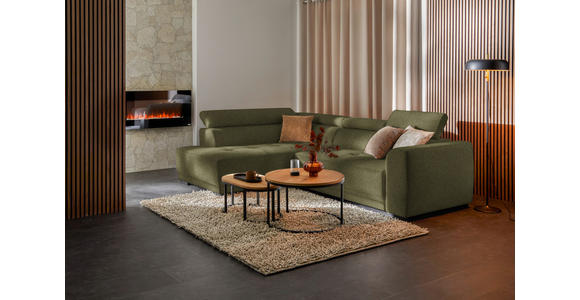 ECKSOFA in Struktur Olivgrün 205/284 cm - Schwarz/Olivgrün, Design, Kunststoff/Textil (205/284cm) - Xora