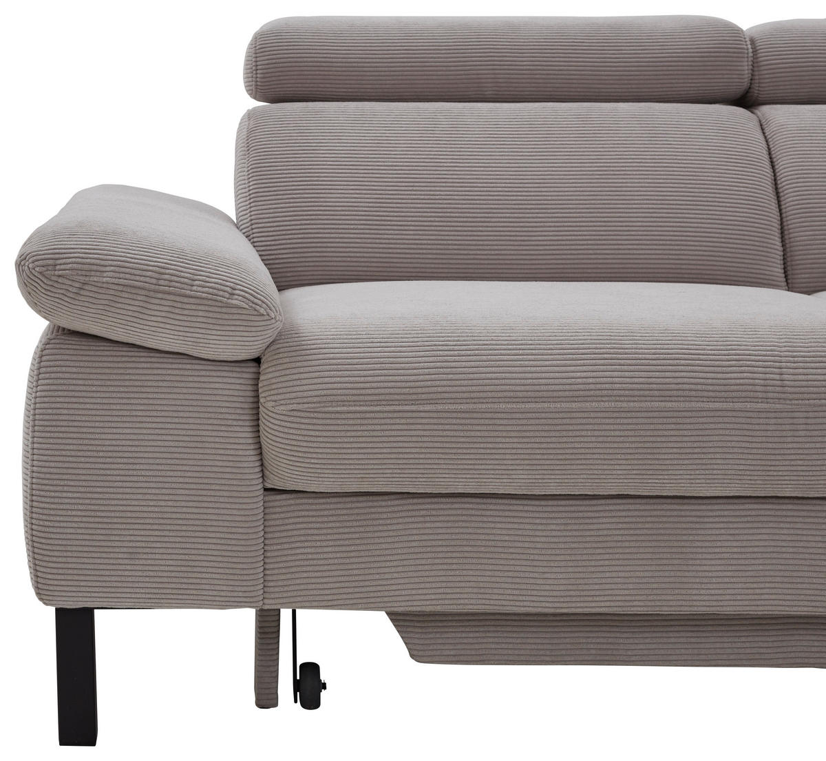 ECKSOFA in Cord Grau  - Schwarz/Grau, Design, Holzwerkstoff/Textil (272/217cm) - Pure Home Comfort