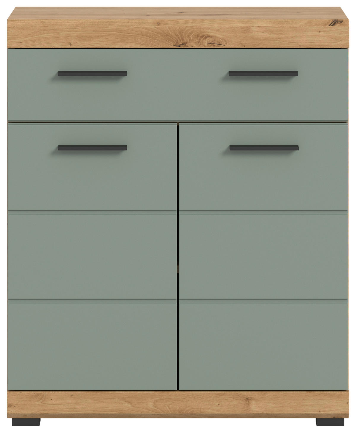 SREDNJE VISOKA OMARA 74/88/31 cm  - črna/barve hrasta, Moderno, umetna masa/leseni material (74/88/31cm) - MID.YOU
