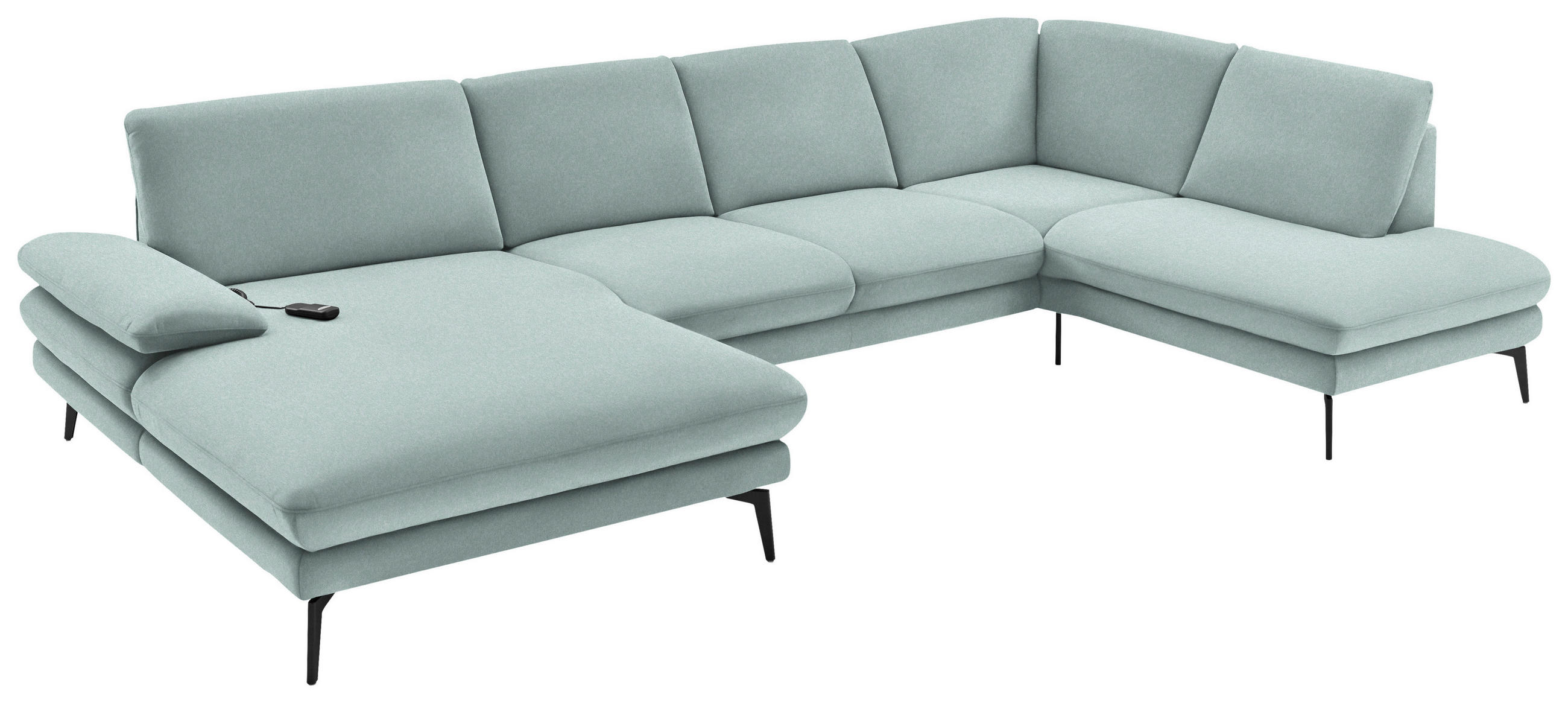 WOHNLANDSCHAFT Mintgrün Webstoff  - Schwarz/Mintgrün, Design, Textil/Metall (180/344/208cm) - Dieter Knoll