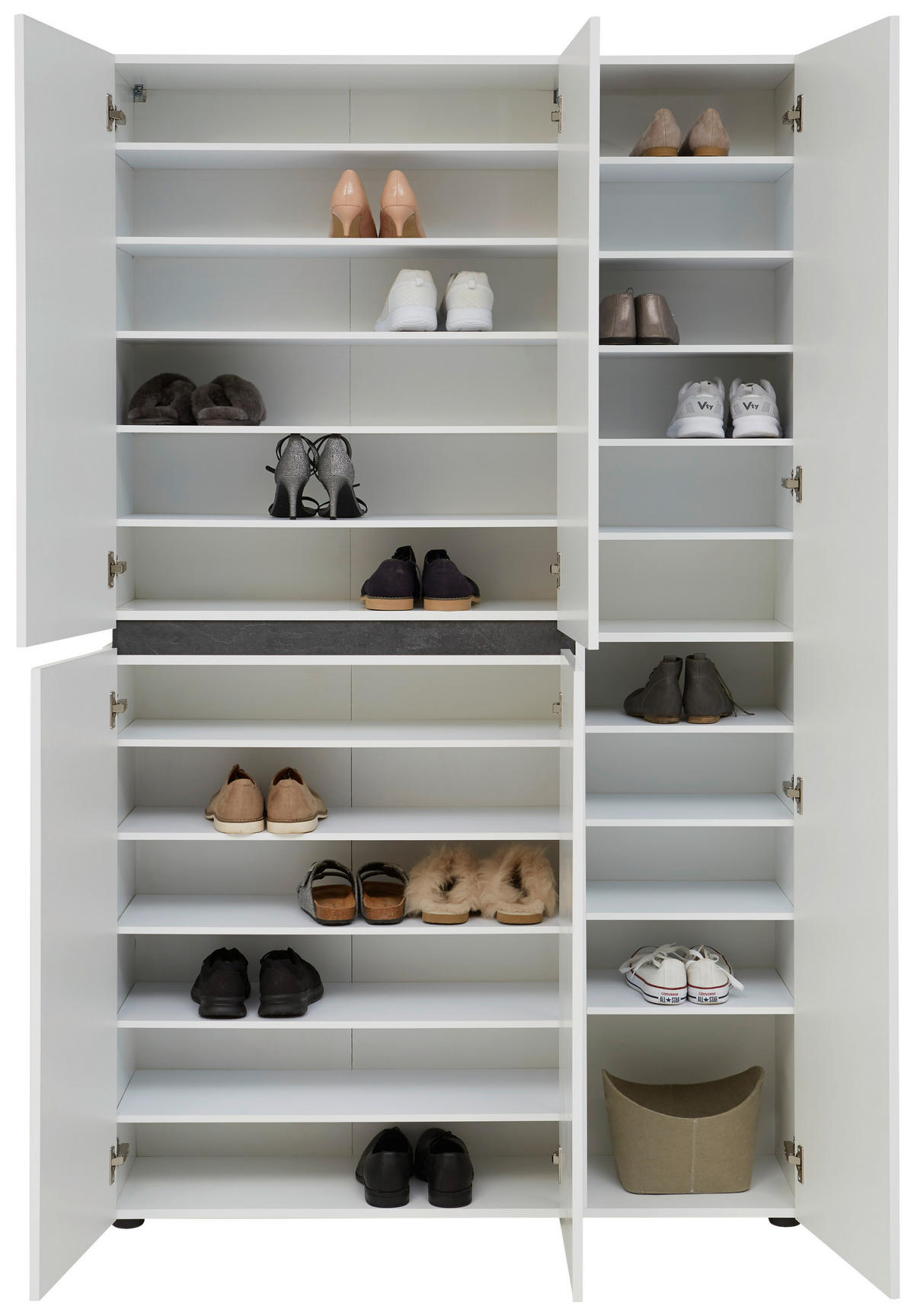 SCHUHSCHRANK Anthrazit, Weiß  - Anthrazit/Schwarz, Design, Holzwerkstoff/Kunststoff (120,2/200/34cm) - Voleo