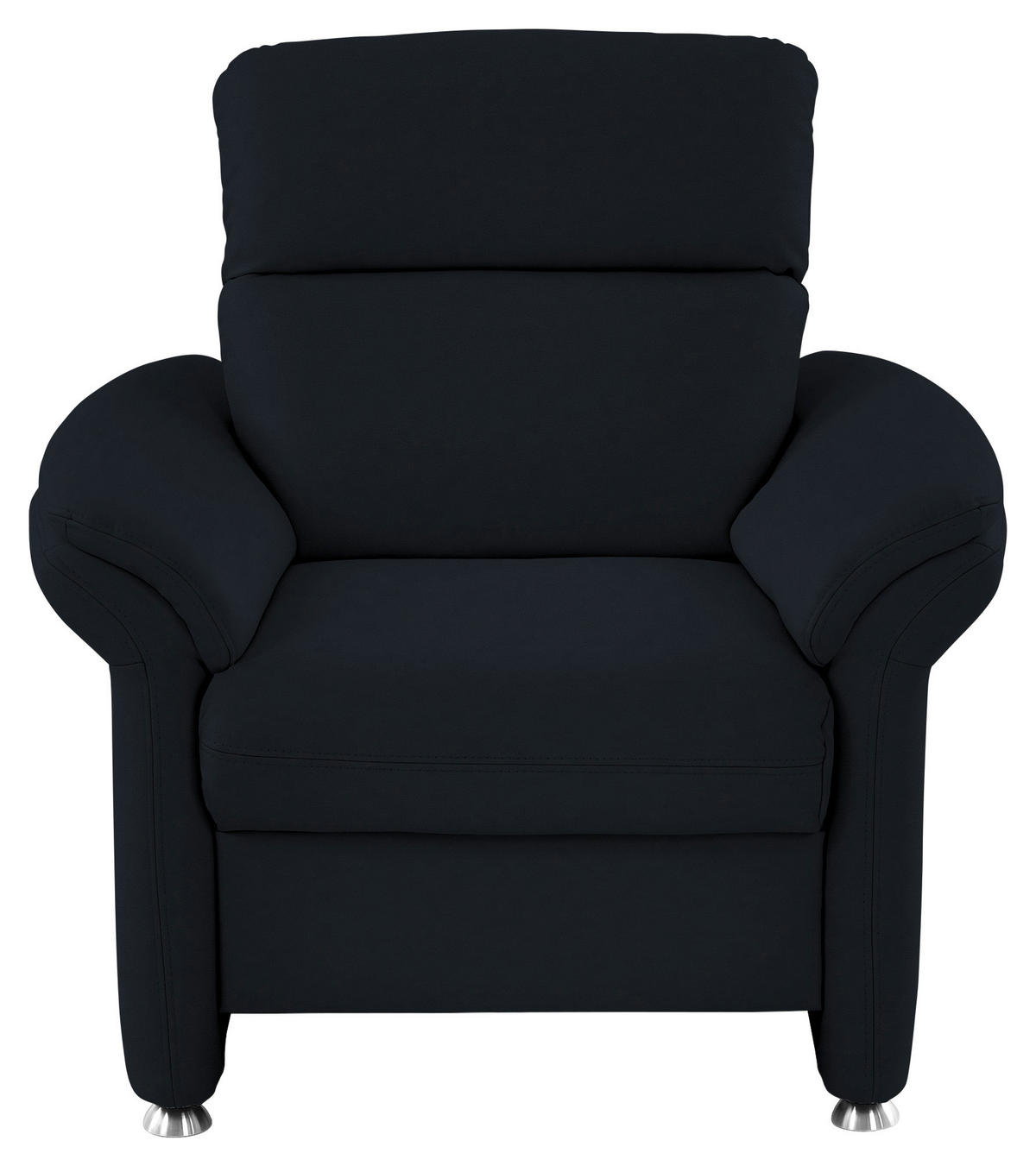 SESSEL in Echtleder Dunkelblau  - Alufarben/Dunkelblau, Konventionell, Leder/Metall (98/96/92cm) - Beldomo Premium