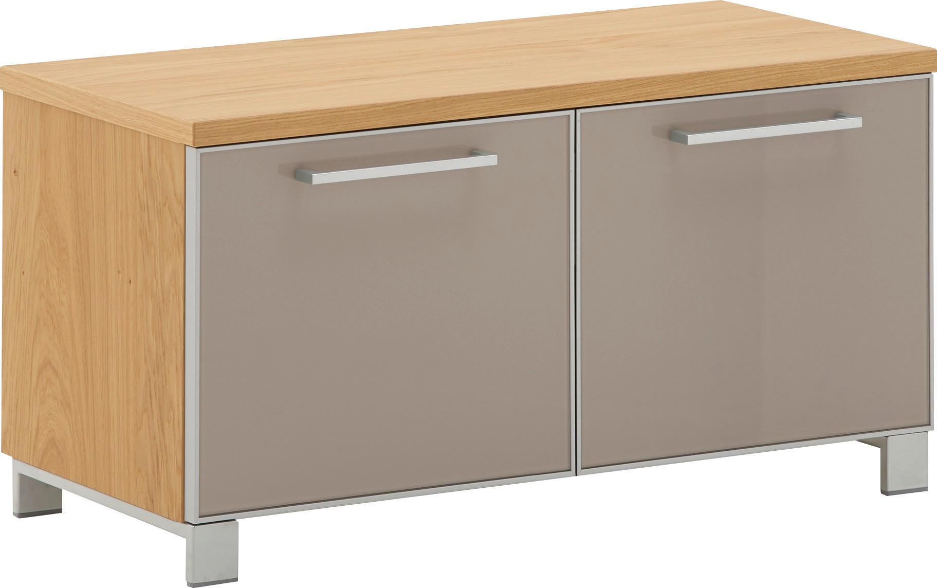 GARDEROBENBANK Eiche furniert Taupe, Eichefarben - Taupe/Chromfarben, Design, Glas/Holz (84/45/37cm)