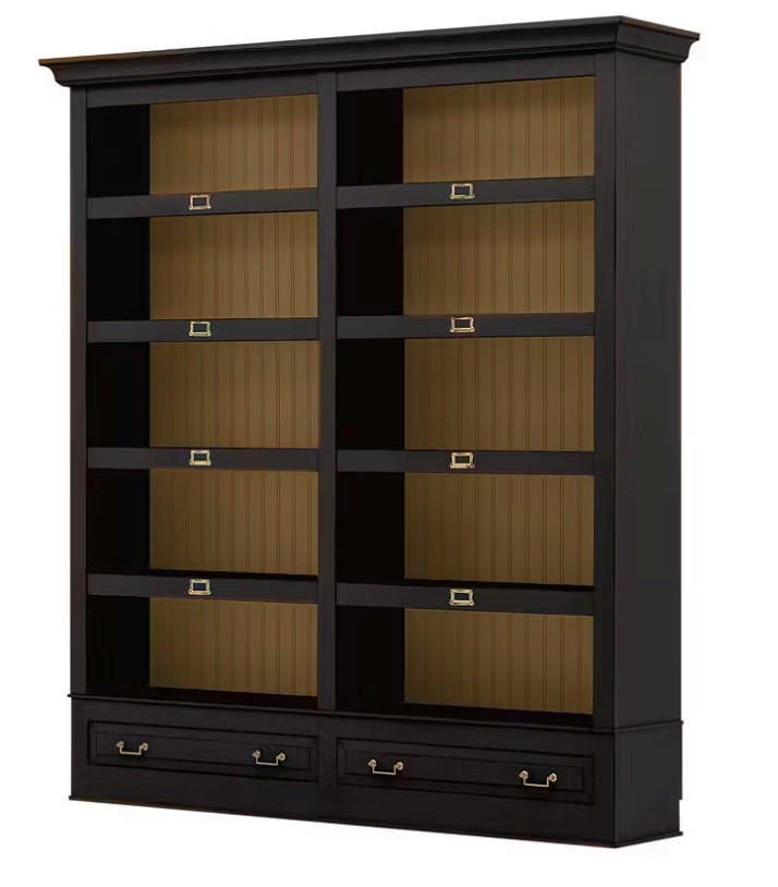 BÜCHERWAND Pinie massiv Schwarz  - Schwarz/Bronzefarben, LIFESTYLE, Holz/Metall (214/238,5/46,5cm) - Livetastic
