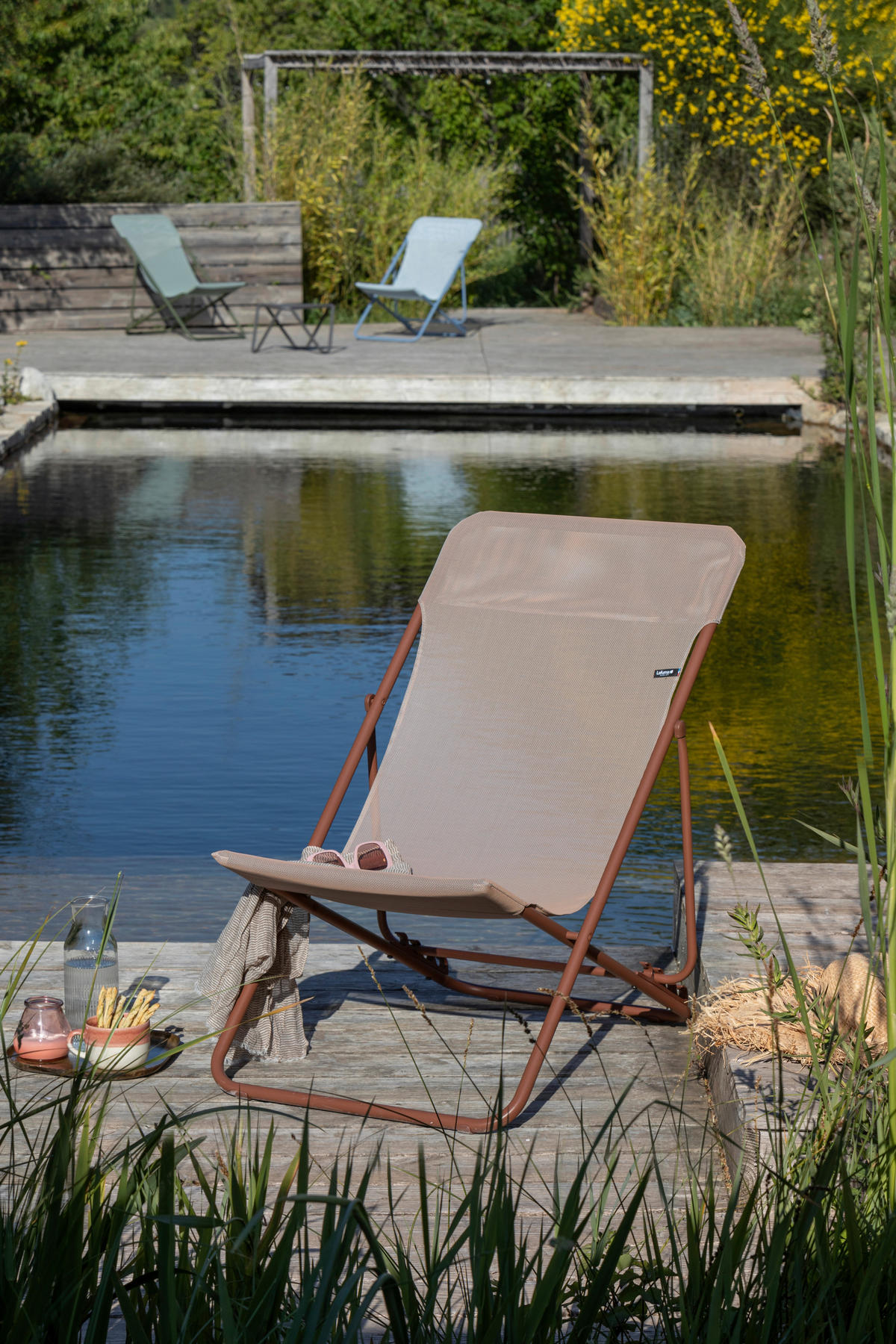 STRANDSTUHL Stahl Rotbraun  - Rotbraun, Basics, Textil/Metall (62/77-91/76-82cm) - Lafuma Mobilier