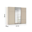 SCHWEBETÜRENSCHRANK 271/223/68 cm 3-türig Champagner  - Chromfarben/Champagner, KONVENTIONELL, Glas/Holzwerkstoff (271/223/68cm) - Novel