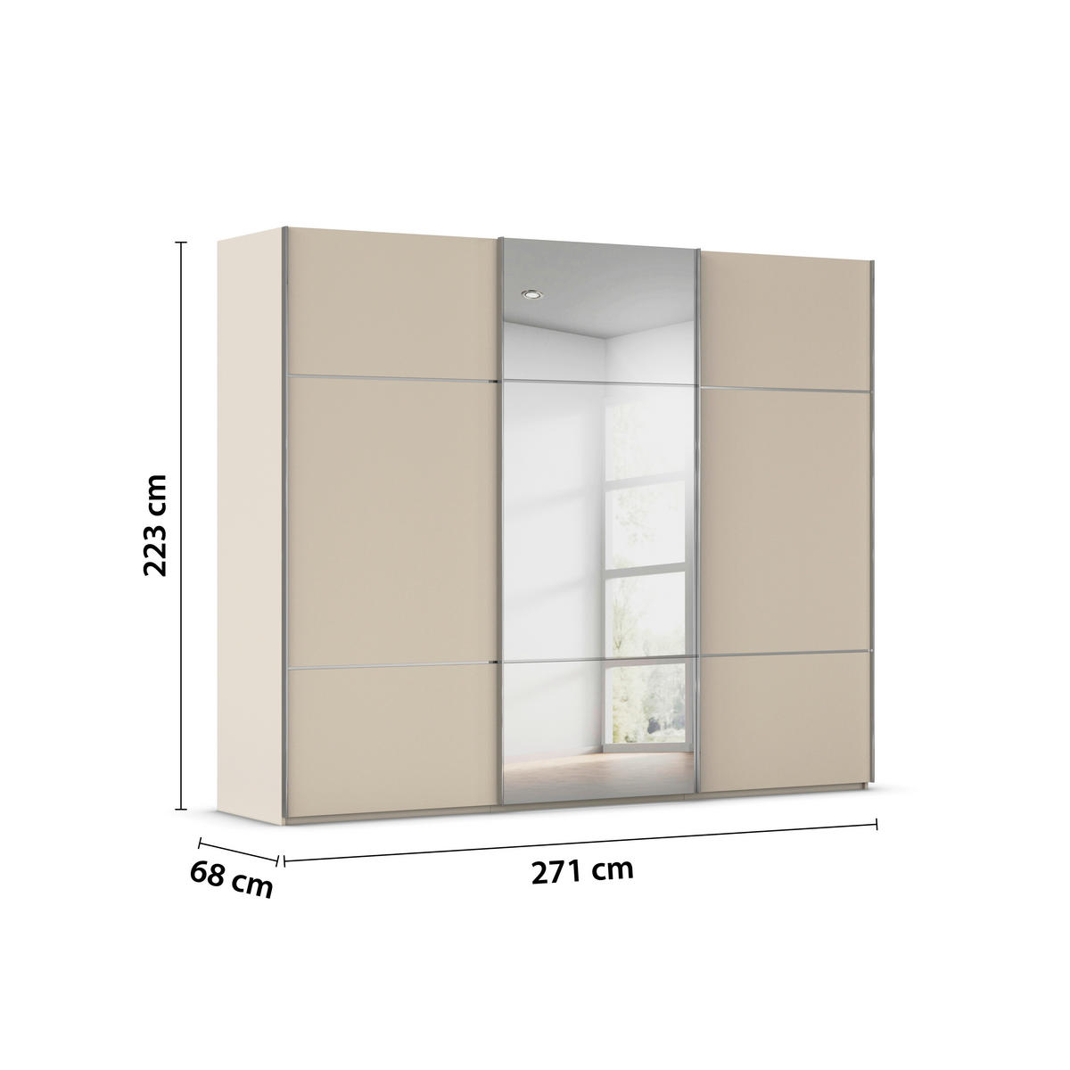 SCHWEBETÜRENSCHRANK in Champagner  - Chromfarben/Champagner, Konventionell, Glas/Holzwerkstoff (271/223/68cm) - Novel