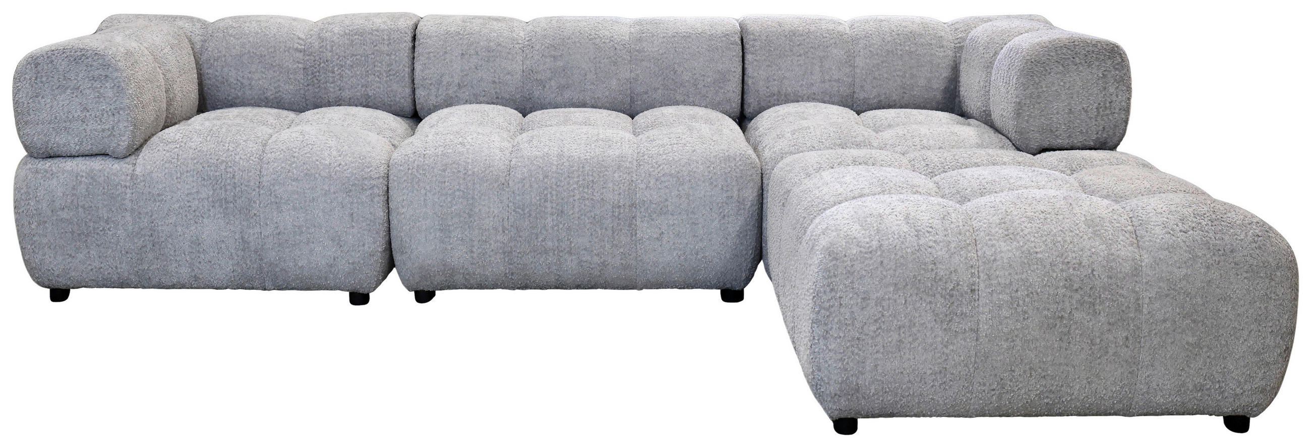 ECKSOFA ZAK Grau Bouclé  - Schwarz/Grau, Design, Kunststoff/Textil (280/186cm) - MID.YOU