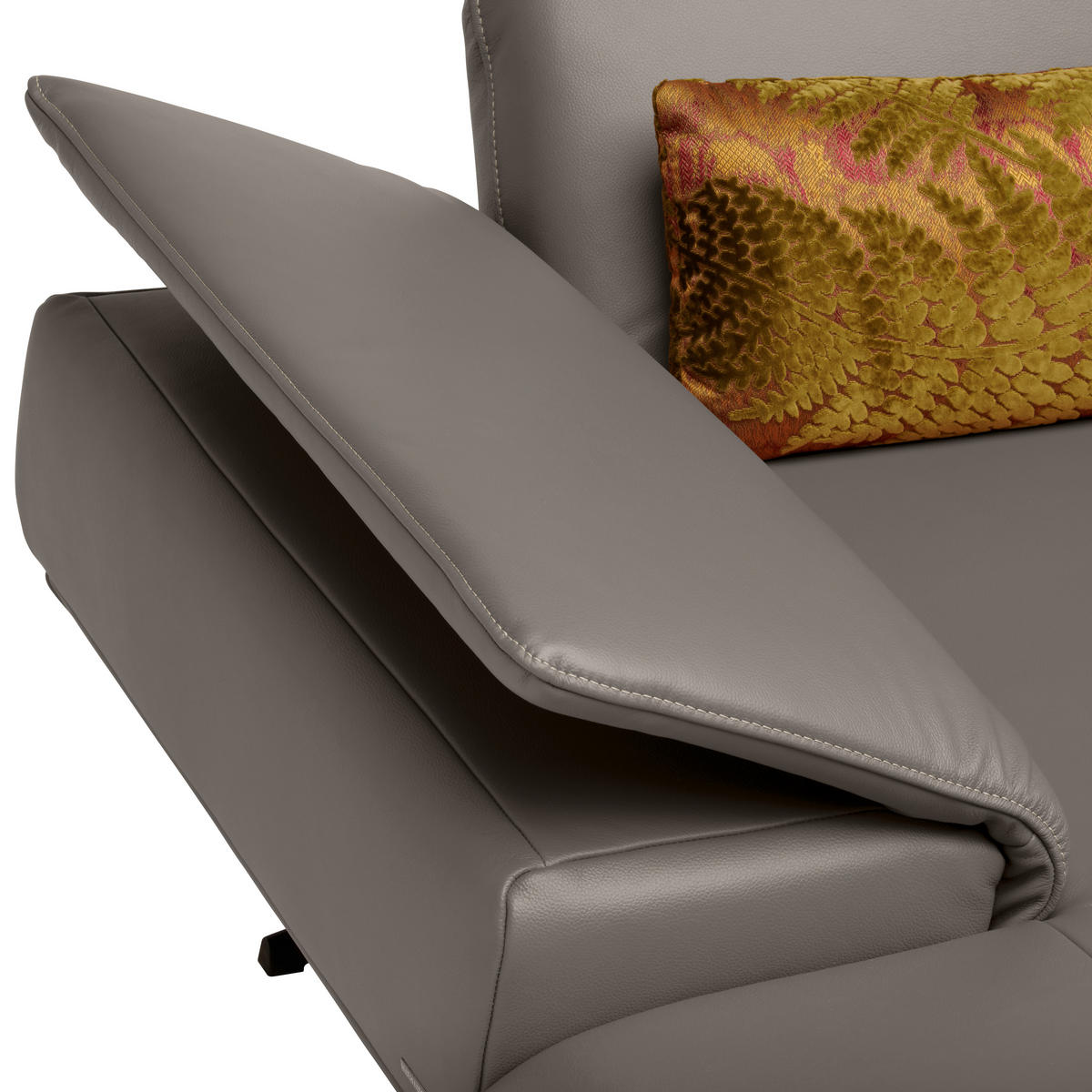 ECKSOFA  in Echtleder Graubraun  150/242 cm  - Graubraun/Beige, Design, Leder/Metall (150/242cm) - Koinor