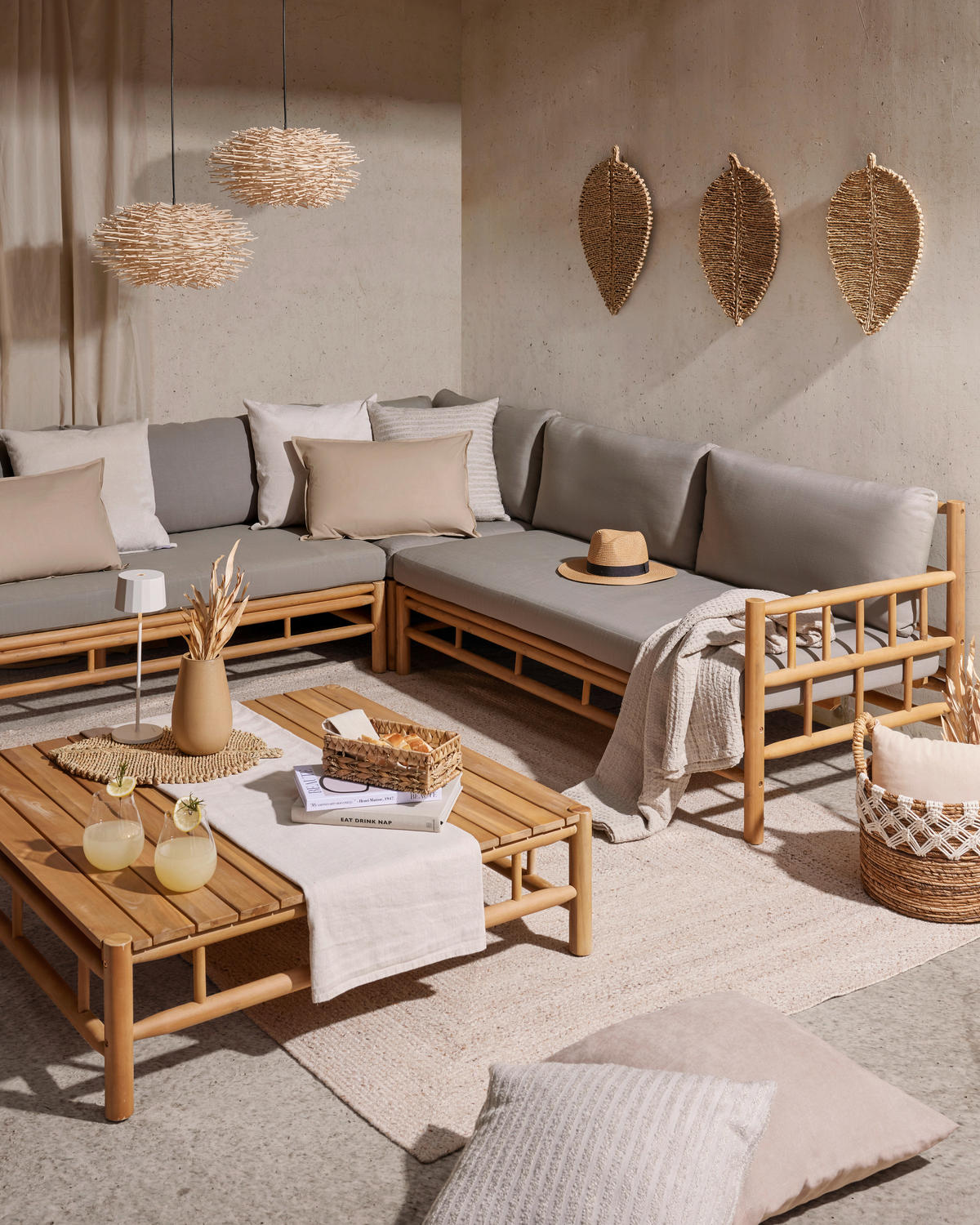 LOUNGEGARNITUR 231,5/231,5 cm Akazie Hartholz  - Taupe/Teakfarben, Natur, Holz/Textil (231,5/231,5cm) - Ambia Garden