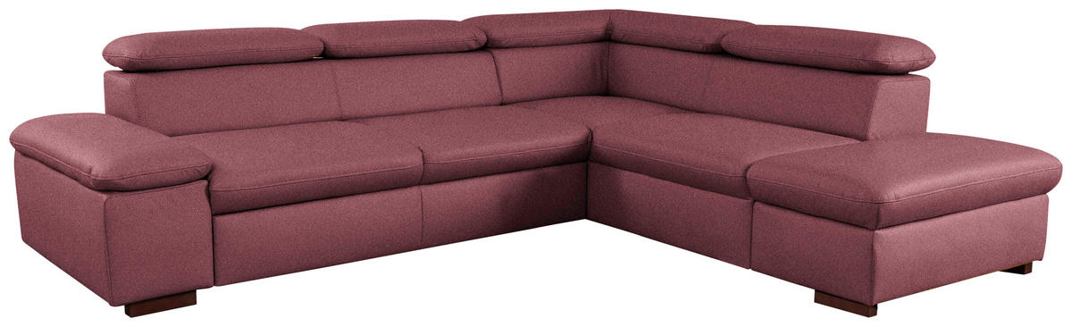 ECKSOFA inkl. Funktion Flachgewebe Aubergine  - Aubergine, Konventionell, Holz/Textil (272/226cm) - Sit & More