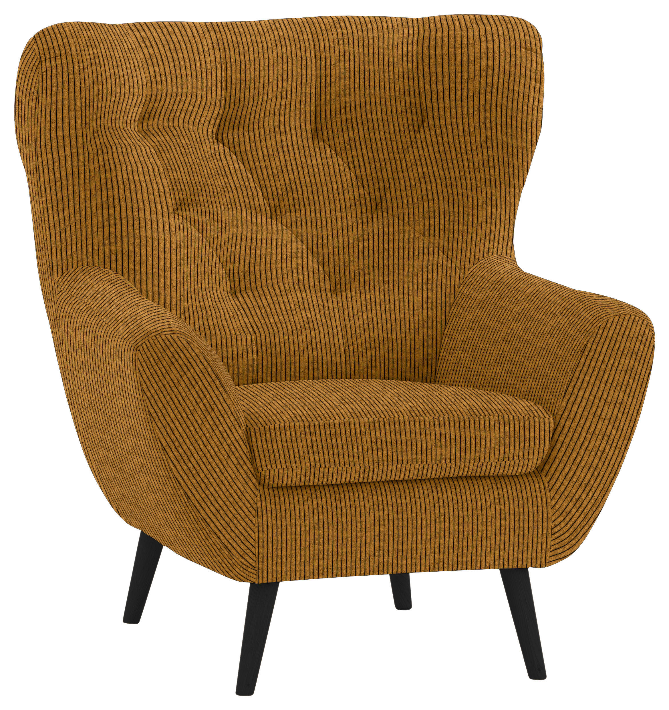 SESSEL 87/101/95 cm  in Cord Currygelb  - Currygelb/Anthrazit, Design, Holz/Textil (87/101/95cm) - Stylife