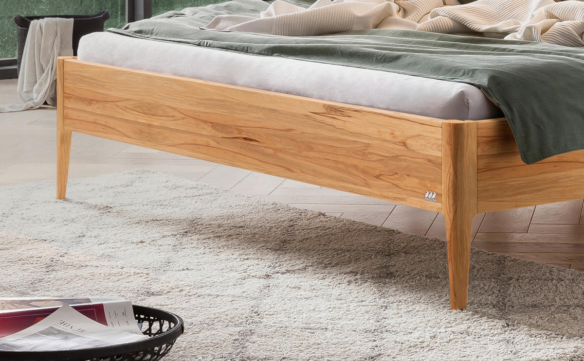 BETT 140/200 cm  in Buchefarben, Dunkelgrau  - Dunkelgrau/Buchefarben, Design, Holz (140/200cm) - Hasena