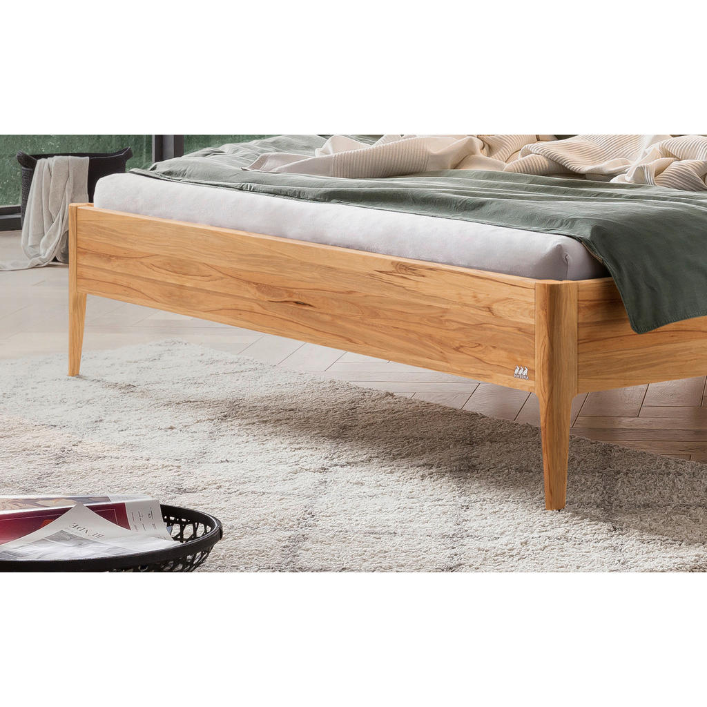 Thumbnail - Hasena Bett, Buche, Dunkelgrau, Holz, Buche, massiv, Höhe ca. 22 cm, 140x200 cm, gepolstertes Kopfteil, in verschiedenen...
